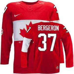 Olympic Hockey Team Canada #37 Patrice Bergeron Authentic Rot Auswärts 2014